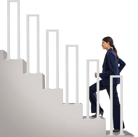 Handlauf, U-treppengeländer Außen, U-Geländer Außen, Raumspartreppe, Treppengeländer, Handlauf Treppe, Geländer Edelstahl für Villen, Balkone, Flure, Wohnungen, Einfach zu Montieren (Weiß, 100 * 20)