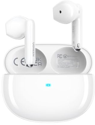 UGREEN HiTune H5 Bluetooth 5.3 Wireless Earbuds, Semi-In-Ear Headphones, 4 Microphones, Noise Cancelling Headphones, 26 Hours Playing Time, Fast Charging, Large 13.6mm Driver, Lightweight, Waterproof