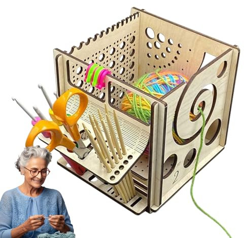 Jeanny All-In- Yarn Bowls For Crochet,Multifunctional Knitting Yarn Holder Storage Boxes,Wooden Knitting Bowls, Crocheting Accessories And Supplies Organizer For Knitters & Crocheters