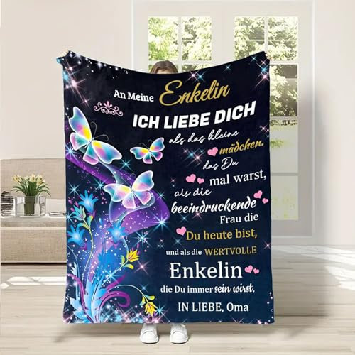Aevmsor Personalisierte Decke für Enkelin von Oma und Opa, Kuscheldecke Flauschige Geschenke An Unsere Enkelin, Superweiche Decke Flanell für Enkelin, Weihnachten Abschluss-Geschenke