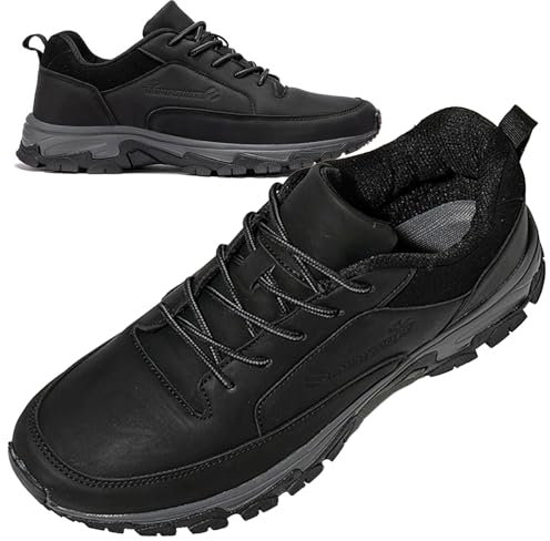 AEHO Zapatillas Pie Ancho Hombre Zapatillas sin Cordones Hombre Zapatos Deportivos Casuales para Correr Gimnasio Sneakers Ligero Transpirable Zapatillas de Running Adulto,Negro,46/280mm