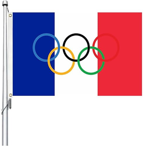 Nouveau Drapeau Olympique 2024, Décoration Olympique, Drapeau Olympique 150x90cm, Drapeau Français Avec 2 Petits Trous Décoration Olympique Décoration Olympique