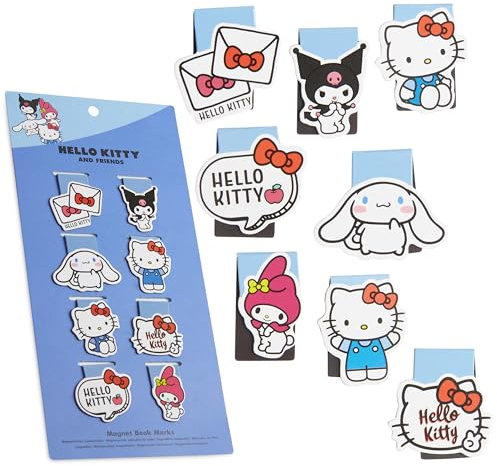 Hello Kitty Magnetische Lesezeichen für Schule, Uni, 8 Stück - Praktisches Geschenk (Blaues 8er-Pack)