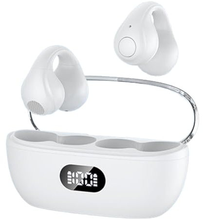 Clip on Earbuds - Bone Conduction Headphones, Waterproof Running Earphones | Stereo Sound Led Display Wireless mni Ear Clip Earbuds, Noise Reduction Open Sport Bone Earbuds for Walking Running