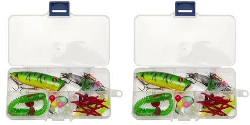 ARVALOLET tragbares Angelset, 40-teiliges Köder-Set for Hochsee- und Süßwasserangeln, mit Aufbewahrungsbox