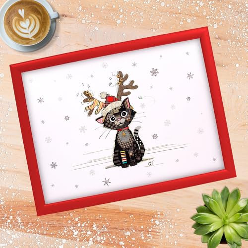 The Leonardo Collection Cushioned Lap Desk - Bug Art Christmas Cat Kitten Design