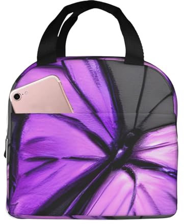 sttung Lonchera térmica con estampado de mariposas moradas, reutilizable, para mujeres y hombres, para el trabajo, viajes, al aire libre