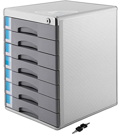 Metall Schubladenbox Abschließbar, Dokumenten Aufbewahrung Ablagebox, Aktenschrank Aluminiumlegierung Büroschrank Metallschrank File Cabinet, Beistellcontainer Bürokommode für Dokumente (7 Ebenen)