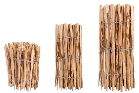 Ogrodzenia Wiklinowe Staketenzaun H:120 cm L:5m Lattenabstand 4-5 cm Gartenzaun Beetumrandung Haselnuss Holz Steckzaun Holzzaun Zaunelemente Rollzaun Rollboarder