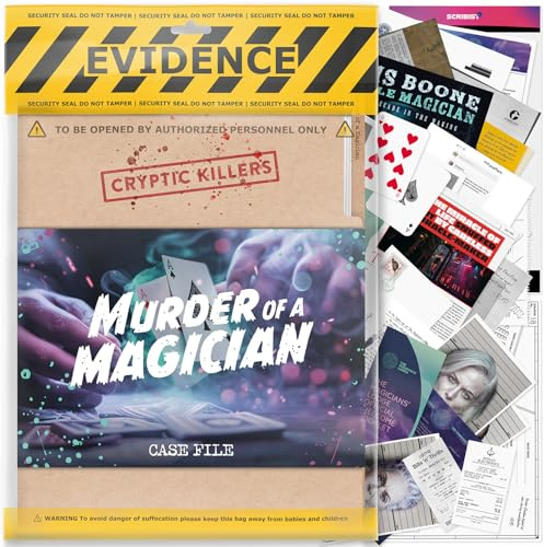 Unsolved murder mystery game - Cold Case Files Investigation - CRYPTIC KILLERS - Detective clues/evidence - Solve the crime - For individuals, date nights & party groups - Murder of a Magician