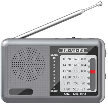 AZURAOKEY Tragbare Radio -Batterie betrieben, AM FM Radios -Tasche mit wiederaufladbarem Batterie und Kopfhörer Kleiner Radio ausgezeichneter Empfang for Innen-, Außen- und Notfallgebrauch