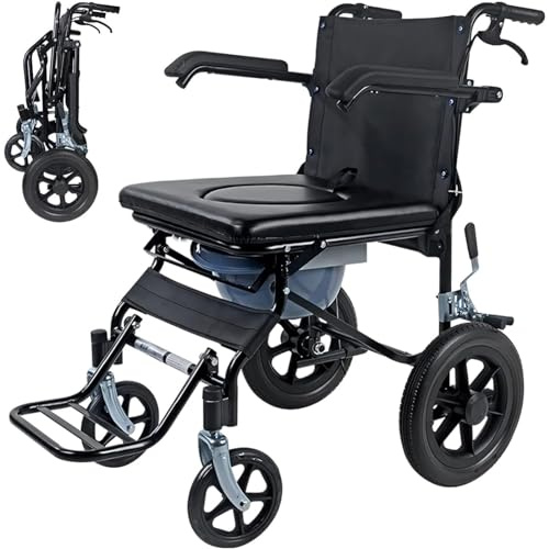 Elektrischer Raupen Treppensteiger Wheelchair Leichter Reiserollstuhl, wasserdichter Klapp-Toilettenstuhl mit Rädern, Kleiner Rollstuhl für Zuhause und unterwegs, Ultraschmaler Rollstuhl mit