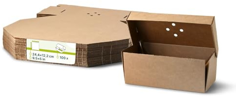 GREENBOX - Burgerboxen doppelt 24,4 x 12,2 x 10,2 cm, Kraftkarton, braun, faltbar, 100 St.