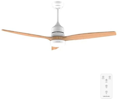 Cecotec Deckenventilator EnergySilence Aero 5230 WhiteWood, 132 cm | LED-Licht 18 W, 3 Lichtfarben, Fernbedienung, Timer bis 8 Std., 6 Stufen, 40 W DC-Motor, 3 Rotorblätter, höhenverstellbar