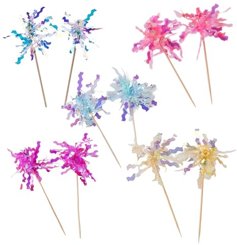 50 Stk Muffin Deko,Tortendeko Feuerwerk,Bunte Cupcake Topper,Cocktail Dekor,Glitzernde Kuchen Dekoration,Happy Birthday Cupcake Glitzer,Muffins Cocktaildeko für Hochzeit Babyparty,Geburtstagsgeschenk