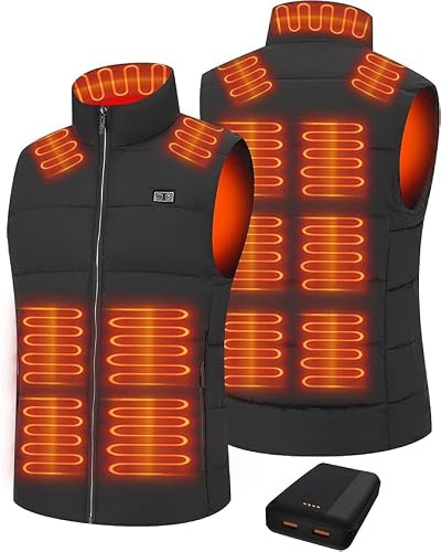 Techstuph Heated Gilet for Men with 20000mAh Battery Heated Body Warmer with 15 Heating Zones 3 Adjustable Temperature Heated Gilet Women Heated Jacket Maximum Temperature 140°F