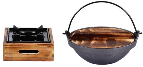 Toyvian Olla de Hierro Fundido para Cocina Japonesa Sukiyaki de 20 Cm, con Horno de Aluminio Pequeño, Resistente a Altas Temperaturas, Apta para Camping y Cocina al Aire Libre