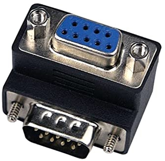 Qcbuegof DB9pin 90 Degree VGA 9 Pin Adapter Connector Male to Female DB9 RS232 DB9P Coupler Converter