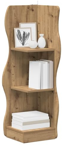 vidaXL Eckregal mit Regal Artisan-Eiche 34 x 33 x 102 cm Holzwerkstoff, Wohnzimmer, Moderne Wellenregal, feuchtigkeitsbeständig, platzsparende Ecklösung, haltbare Deko-Aufbewahrung