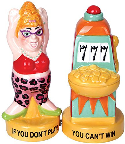 Pacific Giftware Lucky Casino Slot Machine Winner Ceramic Magnetic Salt and Pepper Shaker Set