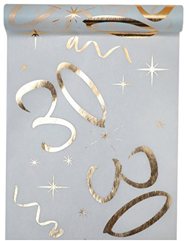 Santex Tischläufer, Weißgold, 30 Jahre, 30 cm x 5 m, Dekostoff, Banner, Tischdecke, Tischläufer