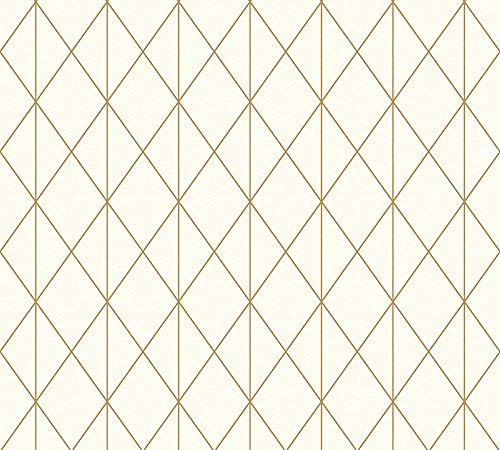 A.S. Création Laura N. 365751 36575-1 Papier peint intissé au design scandinave mat brillant 10,05 m x 0,53 m Crème métallisée Fabriqué en Allemagne