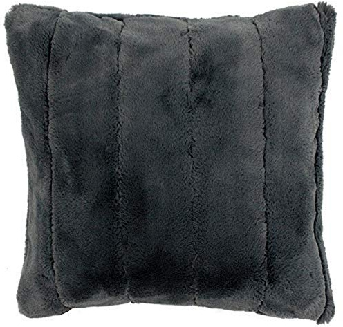 Paoletti - Empress Square Feather Filled Cushion - Charcoal Grey - Super Soft Faux Fur - Reversible - Zip Closure - Machine Washable - 100% Polyester - 55 x 55cm (22 x 22 inches)