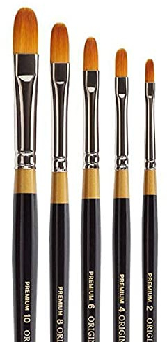 KINGART B-011 Premium 5 pc. Original Gold 9500 Series Filbert Brush Set, Synthetic Golden Taklon for Acrylic, Oil, Watercolor Paint, Short Handle, 5 Brushes Sizes: 2, 4, 6, 8, 10