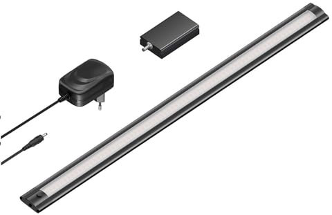 ledscom.de Smarte LED Unterbau-Leuchte SIRIS schwarz matt mit Netzteil und WLAN-Controller, flach, Smart-Home, Alexa-fähig, 50cm, 655lm, weiß