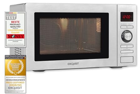 GGV Exquisit MW 9025H-3 | Kombi-Mikrowelle, Edelstahl-Garraum, 1100 W, Drehteller 315 mm, Kindersicherung, Timer 95 min