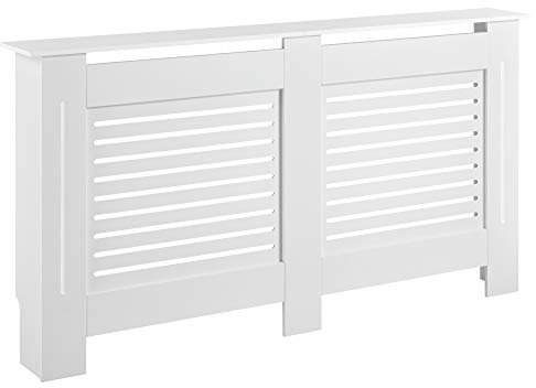 Couverture de Radiateur Cache Radiateur MDF Laqué Blanc 172x19x82cm