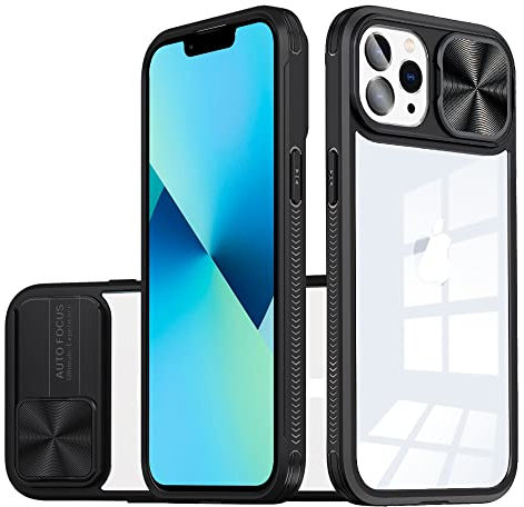 Dqtaoply Hülle für iPhone 11 Pro Stylisch Schutzhülle mit Kamera Objektivschutz Abdeckung Transparent [Nie Vergilbung] Hart Handyhülle + Silikon Bumper für iPhone 11 Pro (Schwarz)