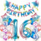 Luftballon 16. Geburtstag Dekoration Set rosa ,16 Geburtstag Deko für mädchen Regenbogen ,balloon 16.Geburtstagsdeko Folienballon 16 Jahre geburtstag frau Deko Happy Birthday 16th für mädchen（16）