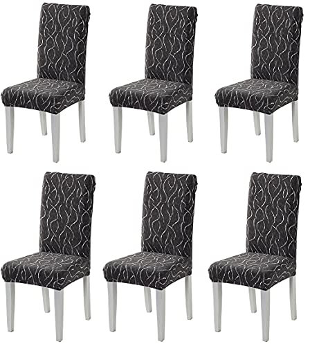 Housse de Chaise, 6 Pieces Extensible Amovible Lavable Moderne Couverture de Chaise pour Salle à Manger Slipcover-Décoration Bouquet de Mariage, Hôtel, Restaurant