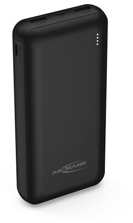 ANSMANN Powerbank 20.000 mAh (1 PCE) - Batteria esterna a doppia porta con indicatore di carica LED - Batteria esterna USB C per smartphone Samsung, Google, Apple ecc.