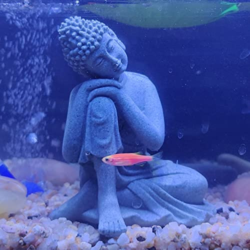 mozhixue Meditierende Buddha-Statue aus Sandstein, für kleine Fische, Aquarien, Dekoration für Unterwasser-Zubehör, Betta, Schlafruhe