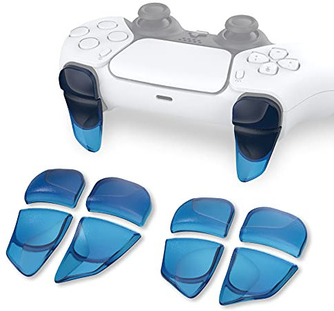 PlayVital 2 Paar Erweiterung Trigger Schultertasten kompatibel mit ps5 Controller, Adjusters für PS Portal Remote Player, Spiel Verbesserung Adjuster Tasten für PS5 Edge Controller-Transparent Blau