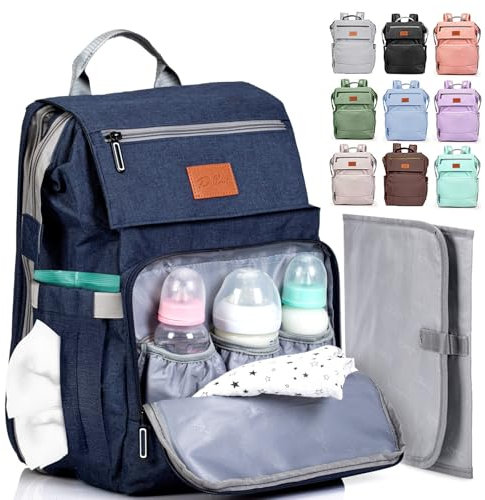 PILLANI Babywickeltaschen-Rucksack, große Tasche für Jungen und Mädchen, wasserdichter Wickelrucksack, Reisewickeltasche mit Wickelunterlage, für Babywunschliste, Babyparty, als Neugeborenen-Basic