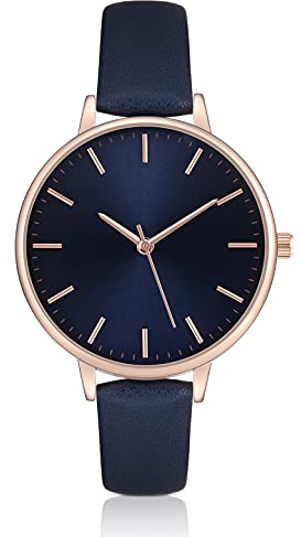 KIMOMT Damen-Armbanduhr, Leder, Quarzuhr, wasserdicht, modische Armbanduhr für Damen, Mädchen