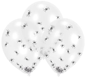 Amscan Schaurige Spinnen-Luftballons für Halloween Raumdeko 6 Stück transparent-schwarz - Schwarz