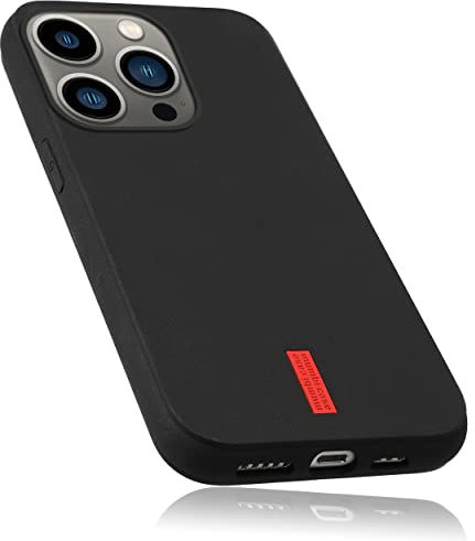 mumbi Hülle kompatibel mit iPhone 13 Pro Case Schutzhülle Handyhülle Tasche, schwarz mit rotem Streifen