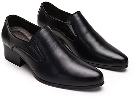Scarpe Classiche da Uomo con Punta a Punta Tacchi Alti 6/8cm Scarpe Eleganti Scarpe Estive Nere da Uomo Casual Business Party Shoes,Heel-8CM-43