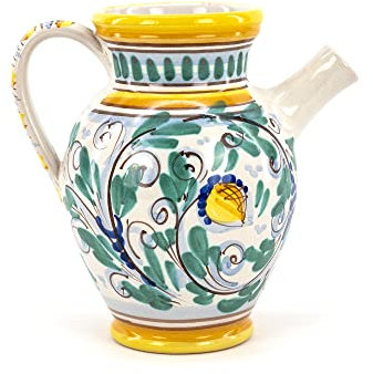 Vase avec poignée, amphore avec bec, broc, quartara H 20 en céramique sicilienne de Caltagirone faite à la main
