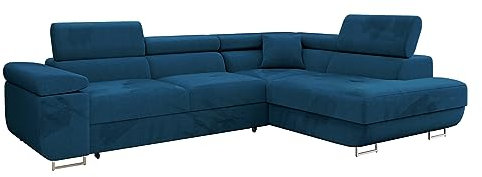 Mirjan24 Ecksofa Torezio mit Bettkasten, Einstellbare Kopfstützen, Sofa mit Schlaffunktion, Eckcouch für Wohnzimmer, Polsterecke, L-Form Couch mit Bettfunktion (Manila 26, Seite: Rechts)
