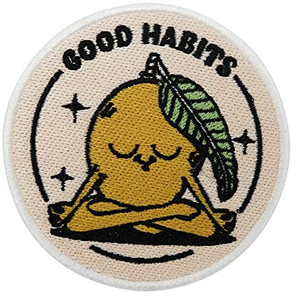 Finally Home Good Habit Meditation Patch zum Aufbügeln | Frucht Patches zum Aufnähen Obst Bügelbild Yoga Aufbügler Vegan Aufnäher