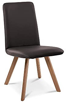 moebel-eins Gloria Polsterstuhl, Gestell Massivholz, mit Drehfunktion, Echtleder, braun