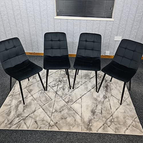 KOSY KOALA Dining Chairs Set Of 4 Black Tufted Chairs Velvet Chairs Seats