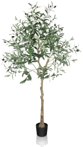 YOLEO Kunstpflanze Olivenbaum 150cm Kunstbaum Künstliche Pflanzen echt aussehend für Innenraum Balon Schlafzimmer Büro Garten Hochzeit Party Deco, 018LVB