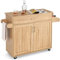 GOPLUS Desserte à rouletttes Cuisine, Chariot à roulettes en Bois avec Placard Étagère 2 Niveaux Réglables et 1 Tiroir, Support à Épices, Porte-Serviettes, 116x40x85CM, Naturel