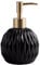 Ceramics Gold Soap Dispenser for Bathroom, Round Soap Dispenser with Delicate Embossed Rhombus Design (Black)